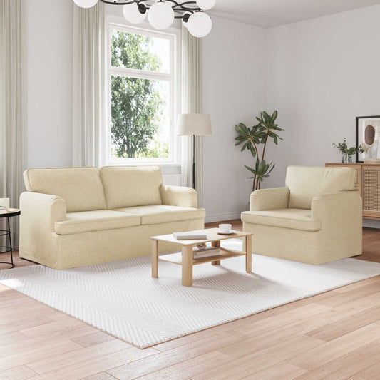 Kanapé Szett 2 pcs Krém 162 x 80 x 85 cm szövet