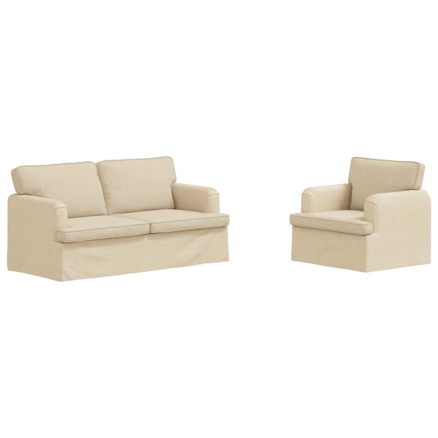 Kanapé Szett 2 pcs Krém 162 x 80 x 85 cm szövet
