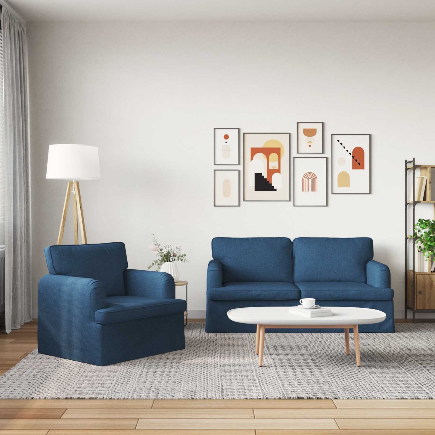 Kanapé Szett 2 pcs Kék 162 x 80 x 85 cm szövet