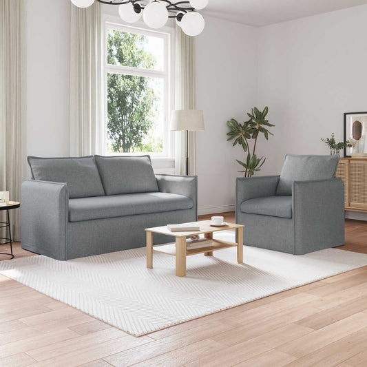 Kanapé Szett 2 pcs Világosszürke 156 x 82 x 85 cm Szövet