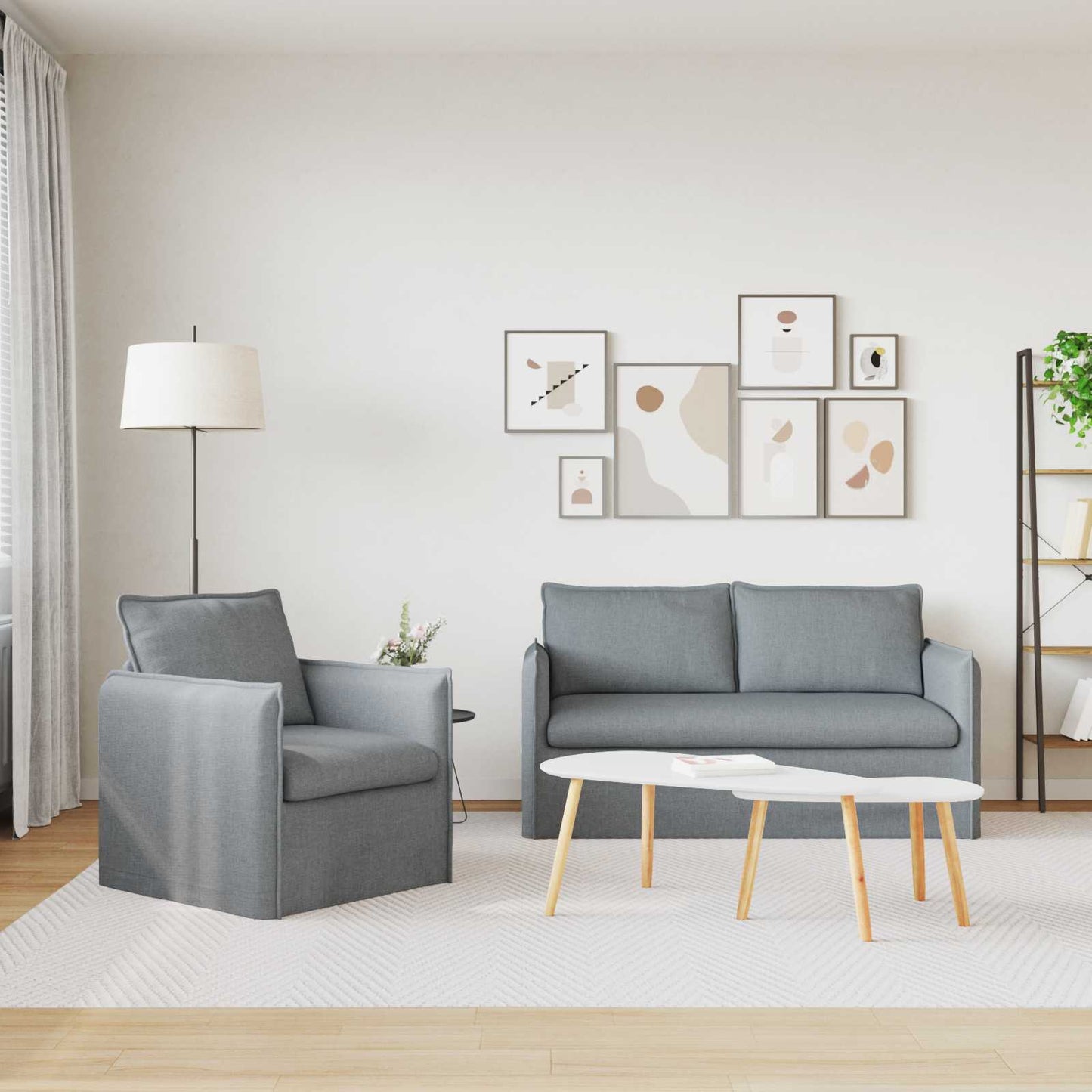 Kanapé Szett 2 pcs Világosszürke 156 x 82 x 85 cm Szövet