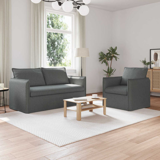 Kanapé Szett 2 pcs Sötétszürke 156 x 82 x 85 cm Szövet
