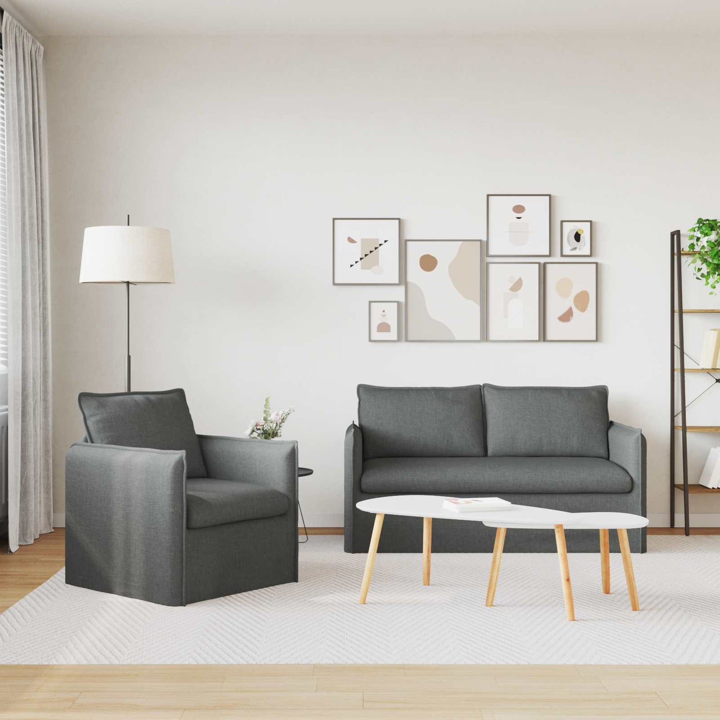 Kanapé Szett 2 pcs Sötétszürke 156 x 82 x 85 cm Szövet