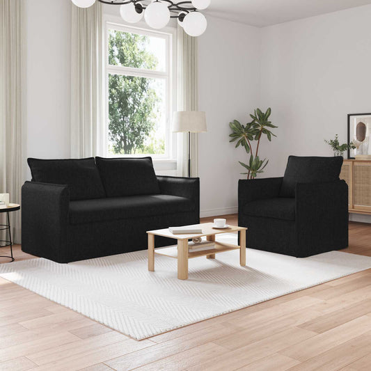 Kanapé Szett 2 pcs Fekete 156 x 82 x 85 cm Szövet