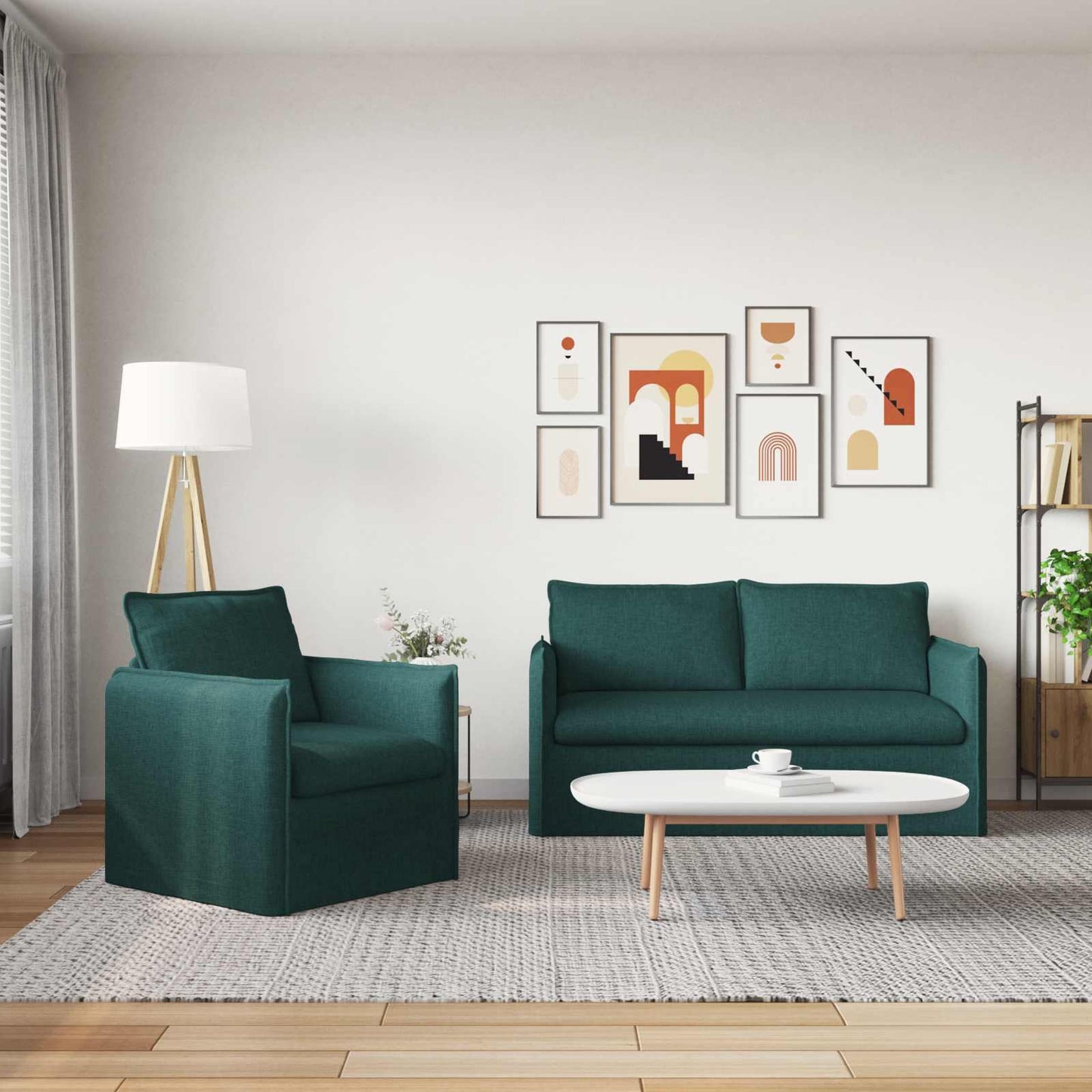 Kanapé Szett 2 pcs Sötétzöld 156 x 82 x 85 cm Szövet