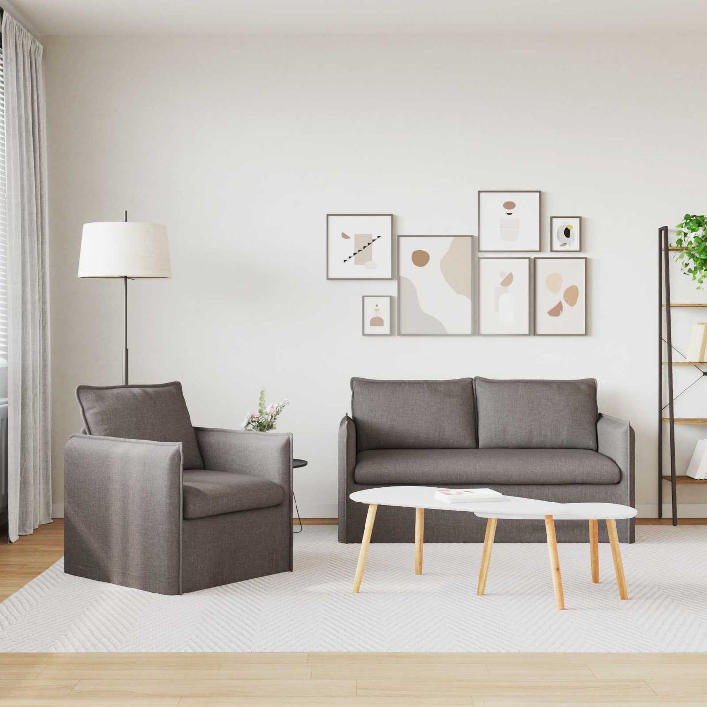 Kanapé Szett 2 pcs Tópszínű 156 x 82 x 85 cm Szövet