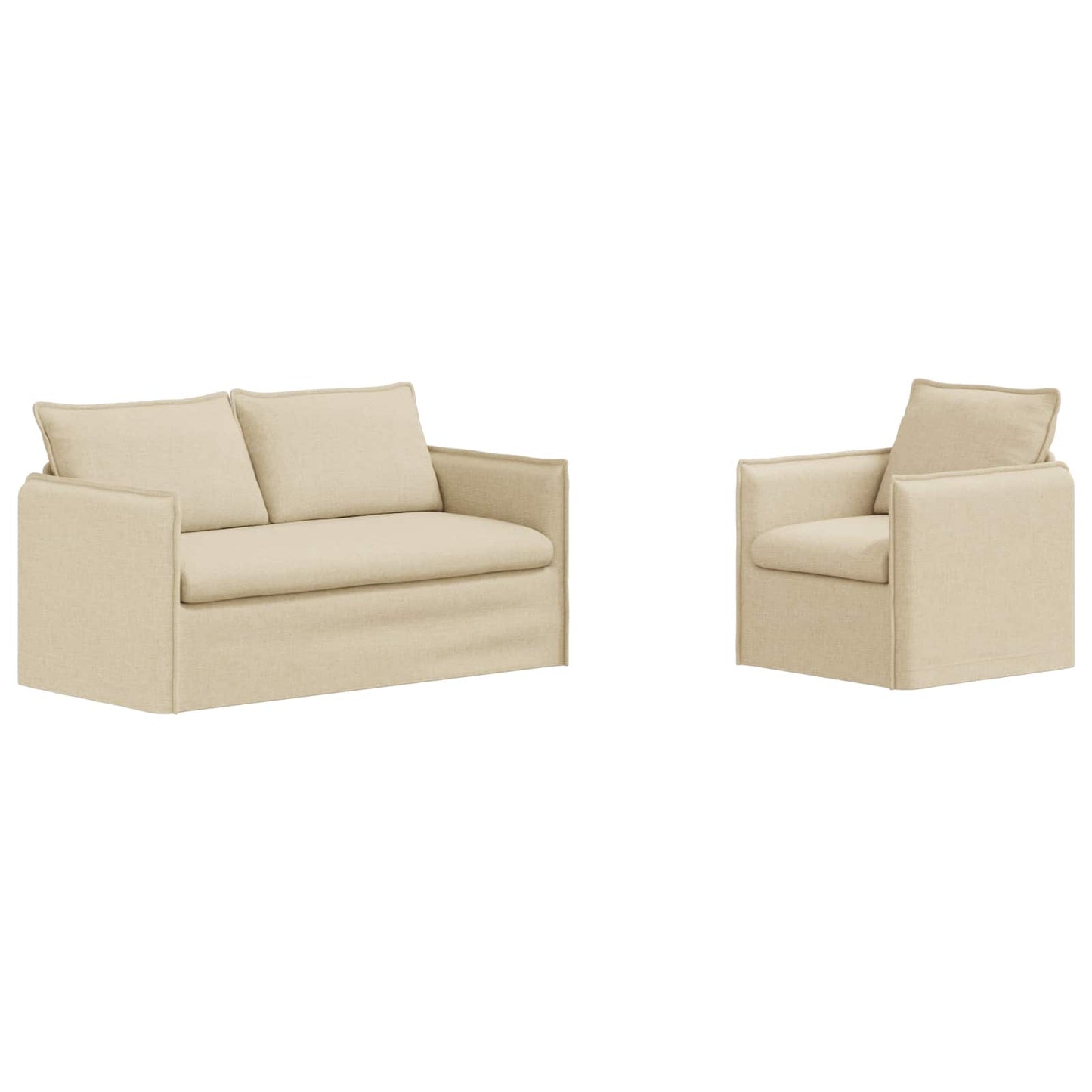 Kanapé Szett 2 pcs Krémszínű 156 x 82 x 85 cm Szövet