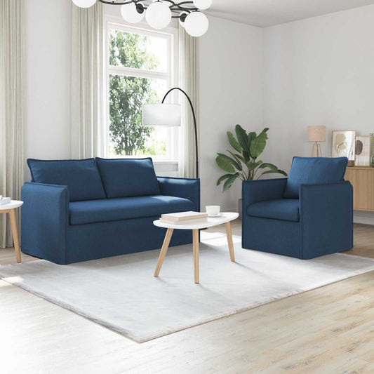 Kanapé Szett 2 pcs Kék 156 x 82 x 85 cm Szövet