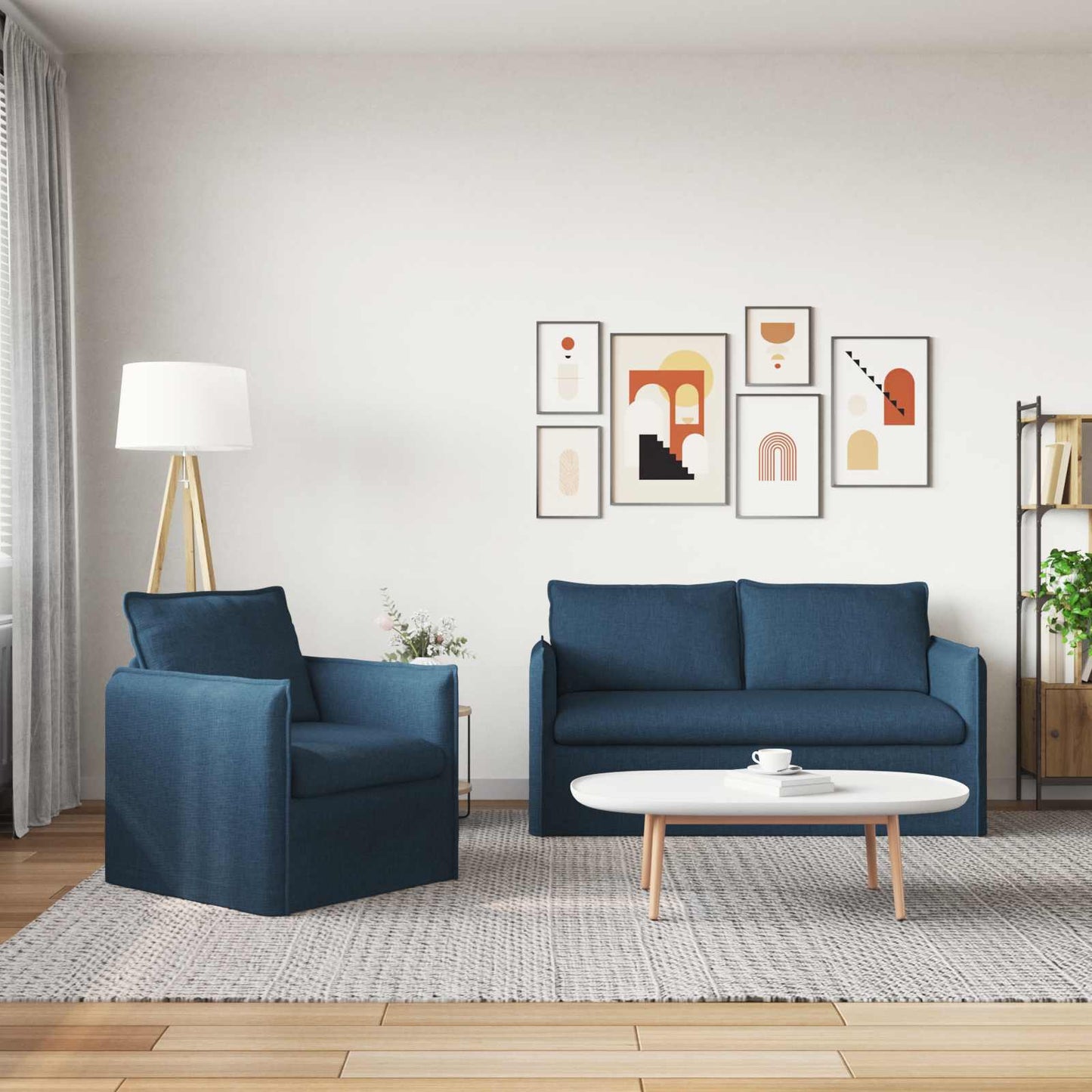 Kanapé Szett 2 pcs Kék 156 x 82 x 85 cm Szövet