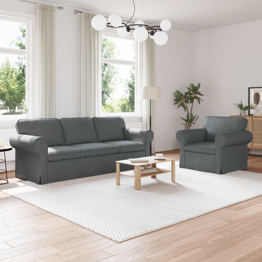 Kanapé Szett 2 pcs Sötétszürke 215 x 82 x 80 cm szövet