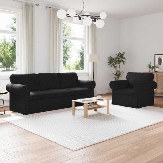 Kanapé Szett 2 pcs Fekete 215 x 82 x 80 cm szövet
