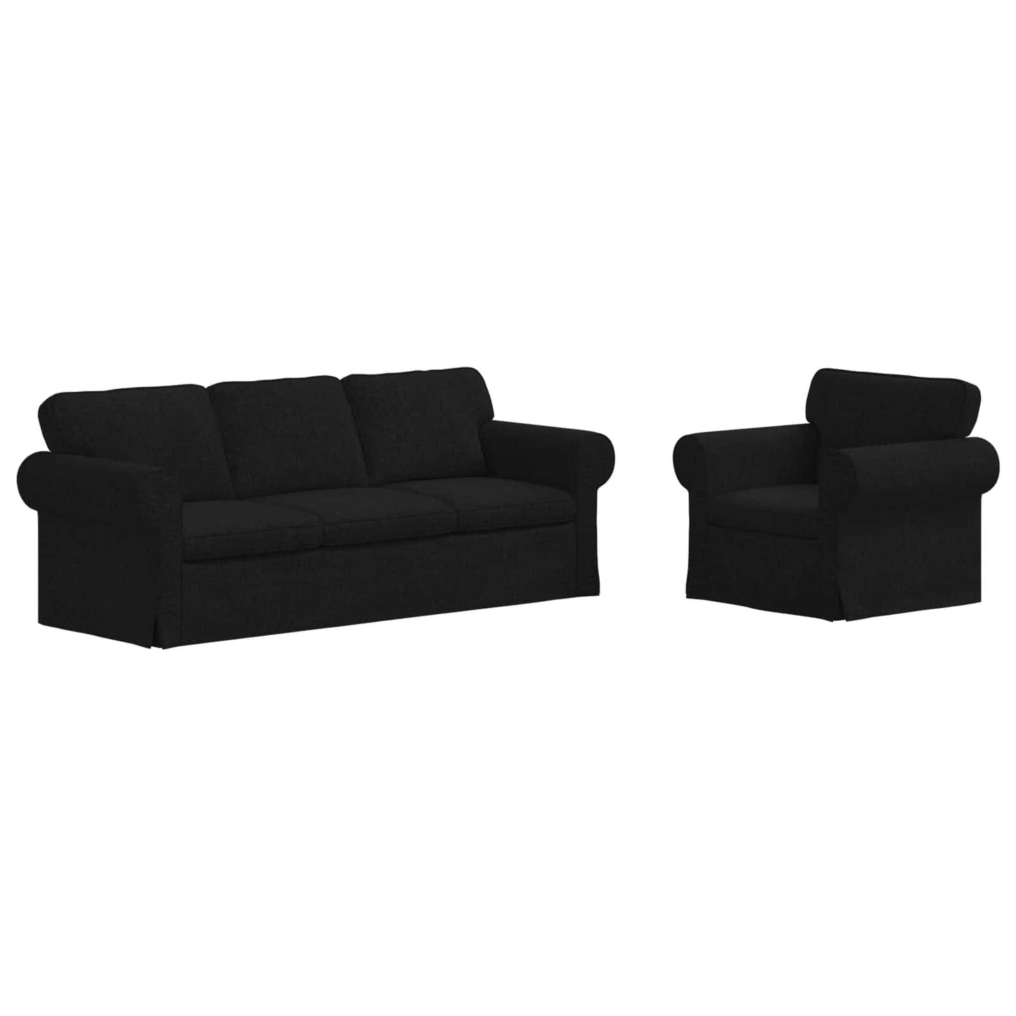 Kanapé Szett 2 pcs Fekete 215 x 82 x 80 cm szövet