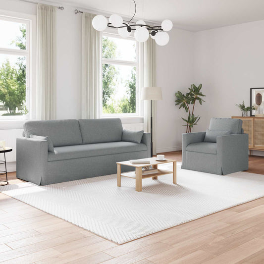 Kanapé Szett 2 pcs Világosszürke 198 x 78 x 80 cm szövet