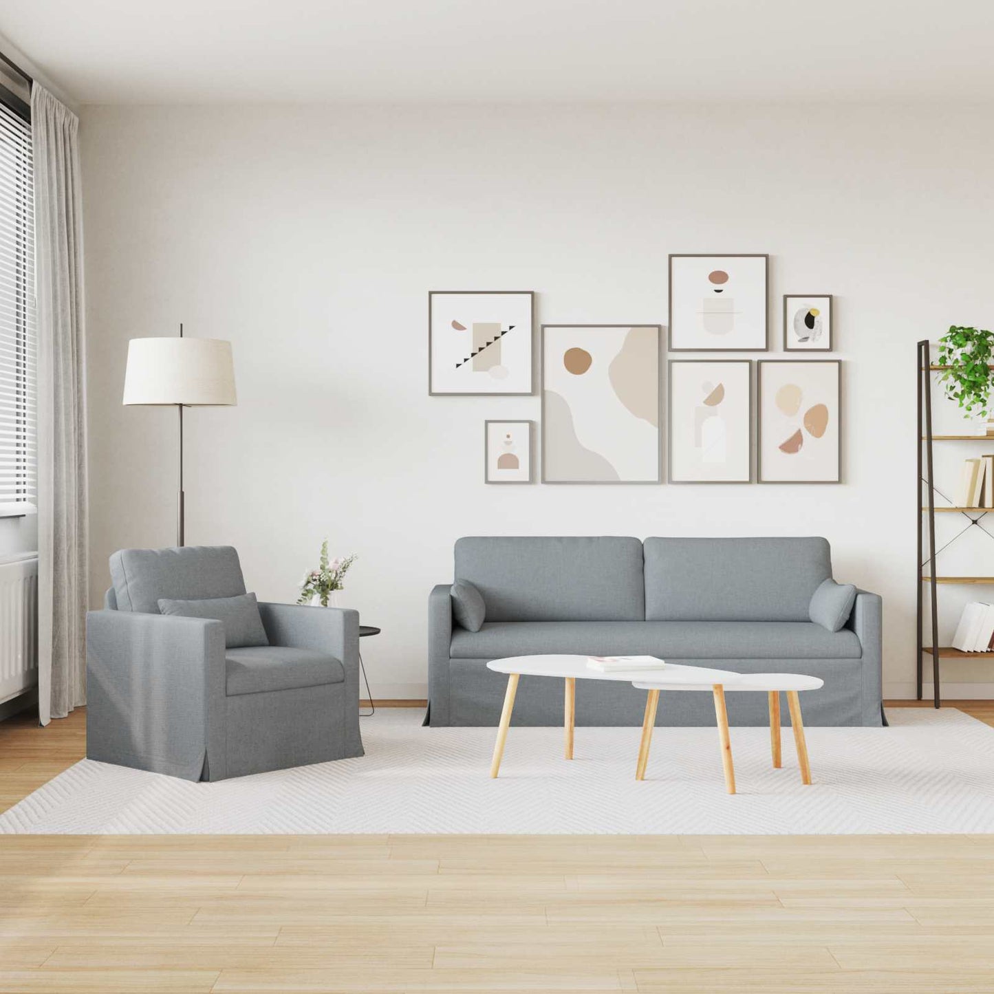 Kanapé Szett 2 pcs Világosszürke 198 x 78 x 80 cm szövet