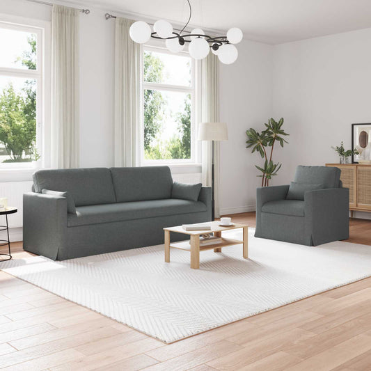 Kanapé Szett 2 pcs Sötétszürke 198 x 78 x 80 cm szövet