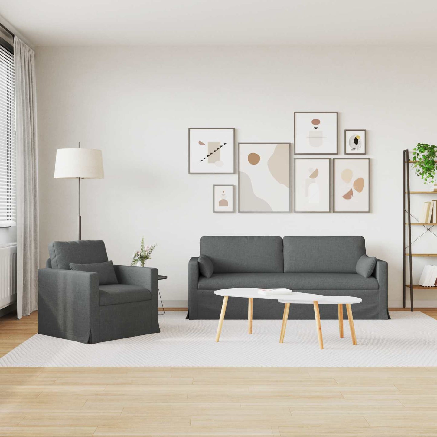 Kanapé Szett 2 pcs Sötétszürke 198 x 78 x 80 cm szövet