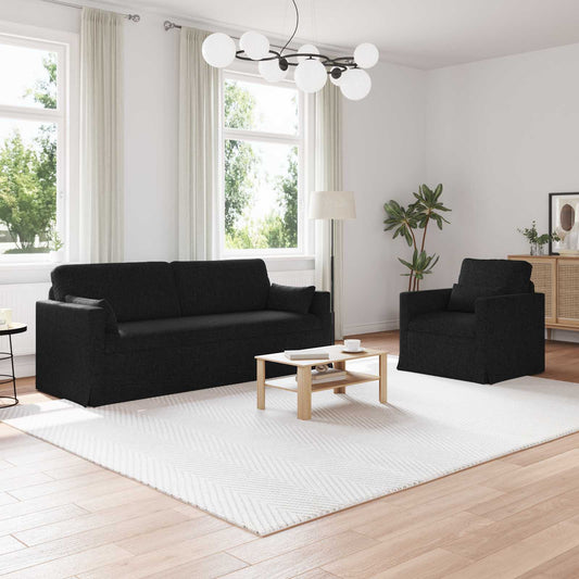 Kanapé Szett 2 pcs Fekete 198 x 78 x 80 cm szövet