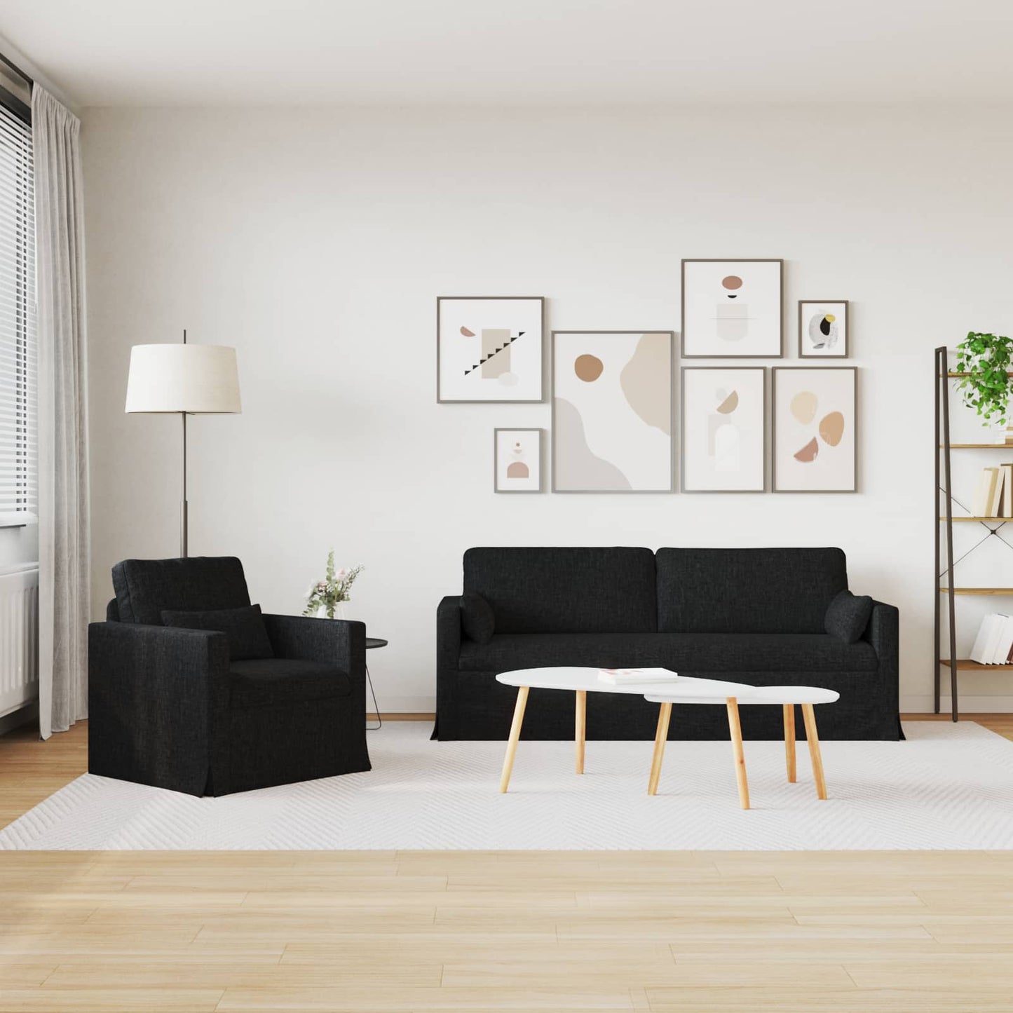 Kanapé Szett 2 pcs Fekete 198 x 78 x 80 cm szövet