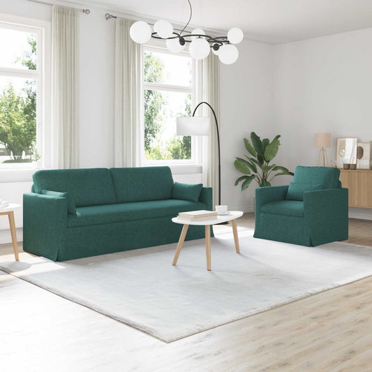 Kanapé Szett 2 pcs Sötétzöld 198 x 78 x 80 cm szövet