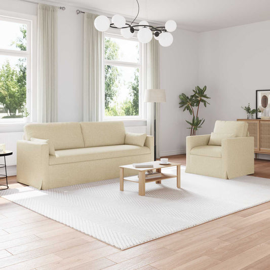 Kanapé Szett 2 pcs Krém 198 x 78 x 80 cm szövet