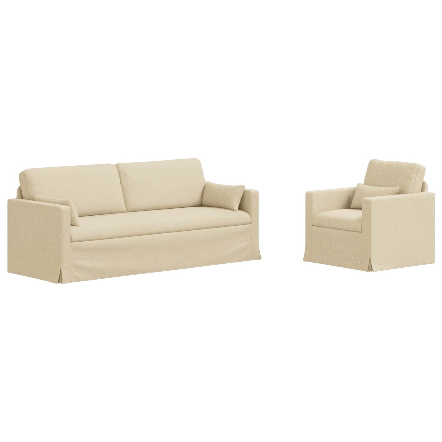 Kanapé Szett 2 pcs Krém 198 x 78 x 80 cm szövet