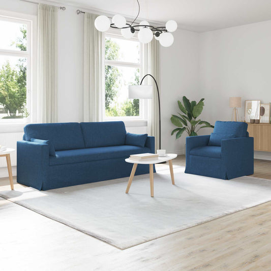 Kanapé Szett 2 pcs Kék 198 x 78 x 80 cm szövet