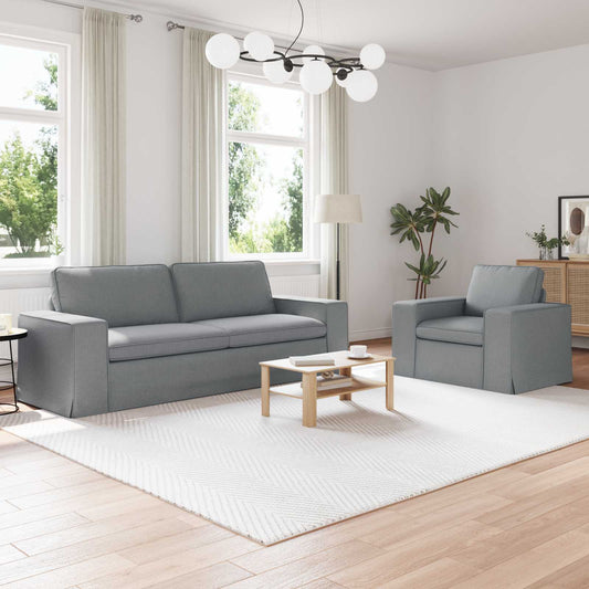 Kanapé Szett 2 pcs Világosszürke 222 x 80 x 82 cm szövet