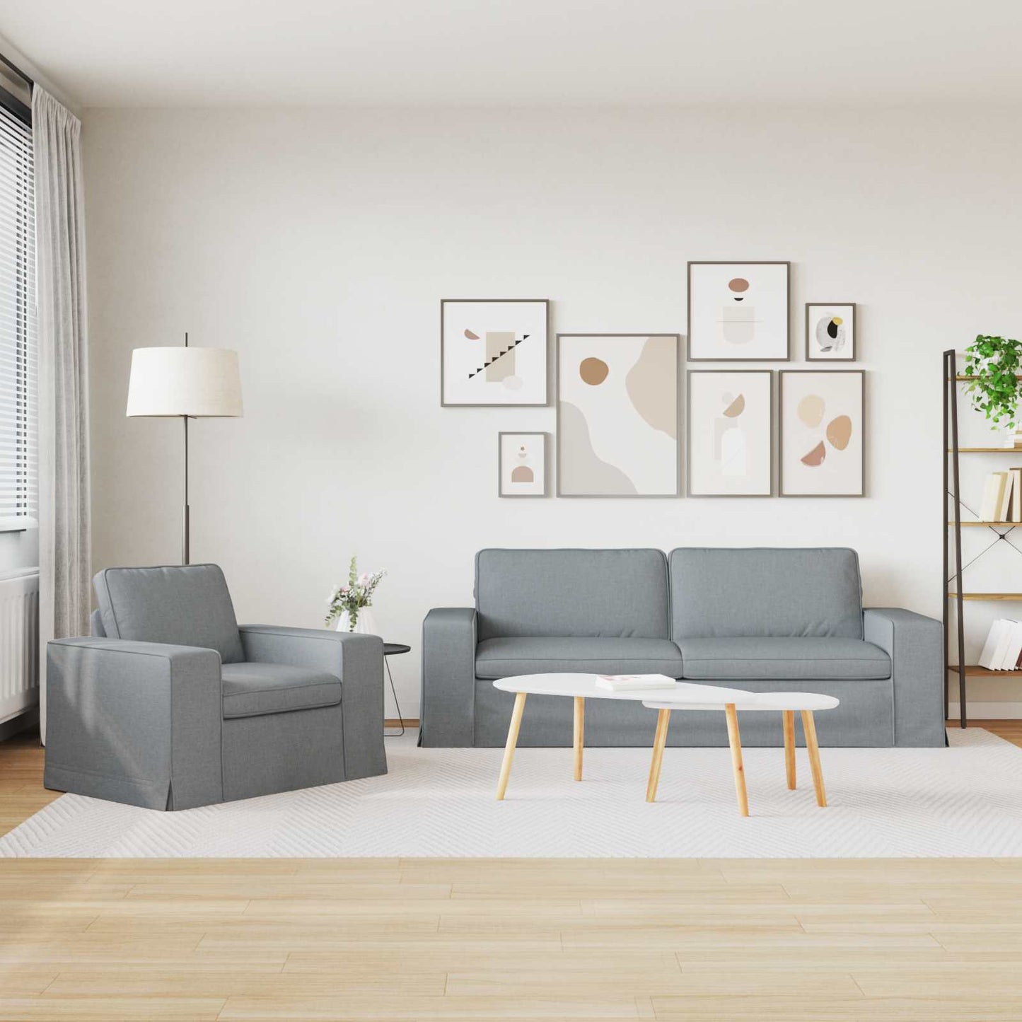 Kanapé Szett 2 pcs Világosszürke 222 x 80 x 82 cm szövet