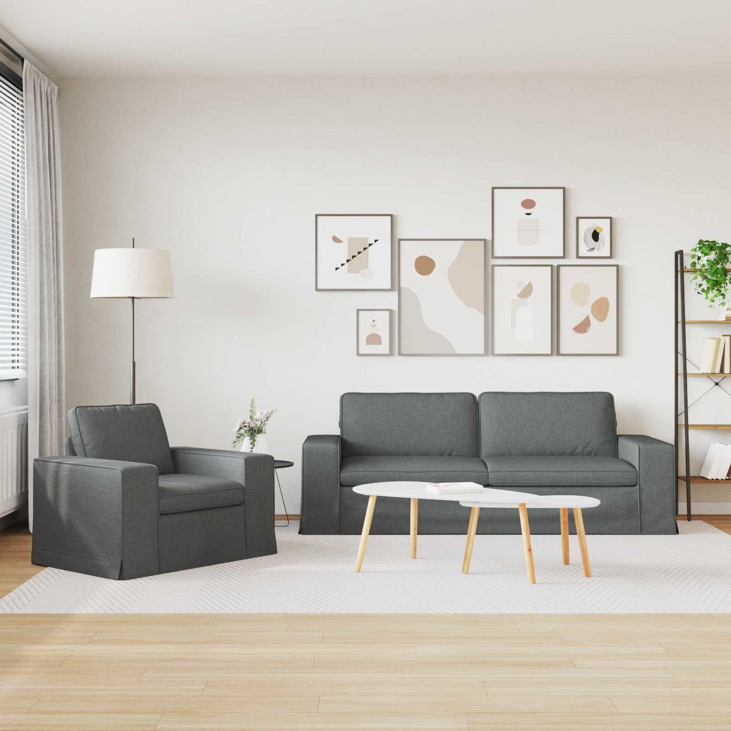 Kanapé Szett 2 pcs Sötétszürke 222 x 80 x 82 cm szövet