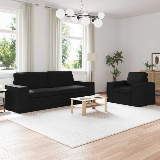 Kanapé Szett 2 pcs Fekete 222 x 80 x 82 cm szövet