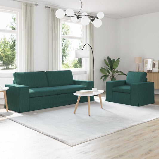 Kanapé Szett 2 pcs Sötétzöld 222 x 80 x 82 cm szövet