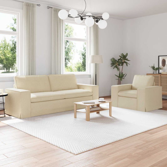 Kanapé Szett 2 pcs Krém 222 x 80 x 82 cm szövet