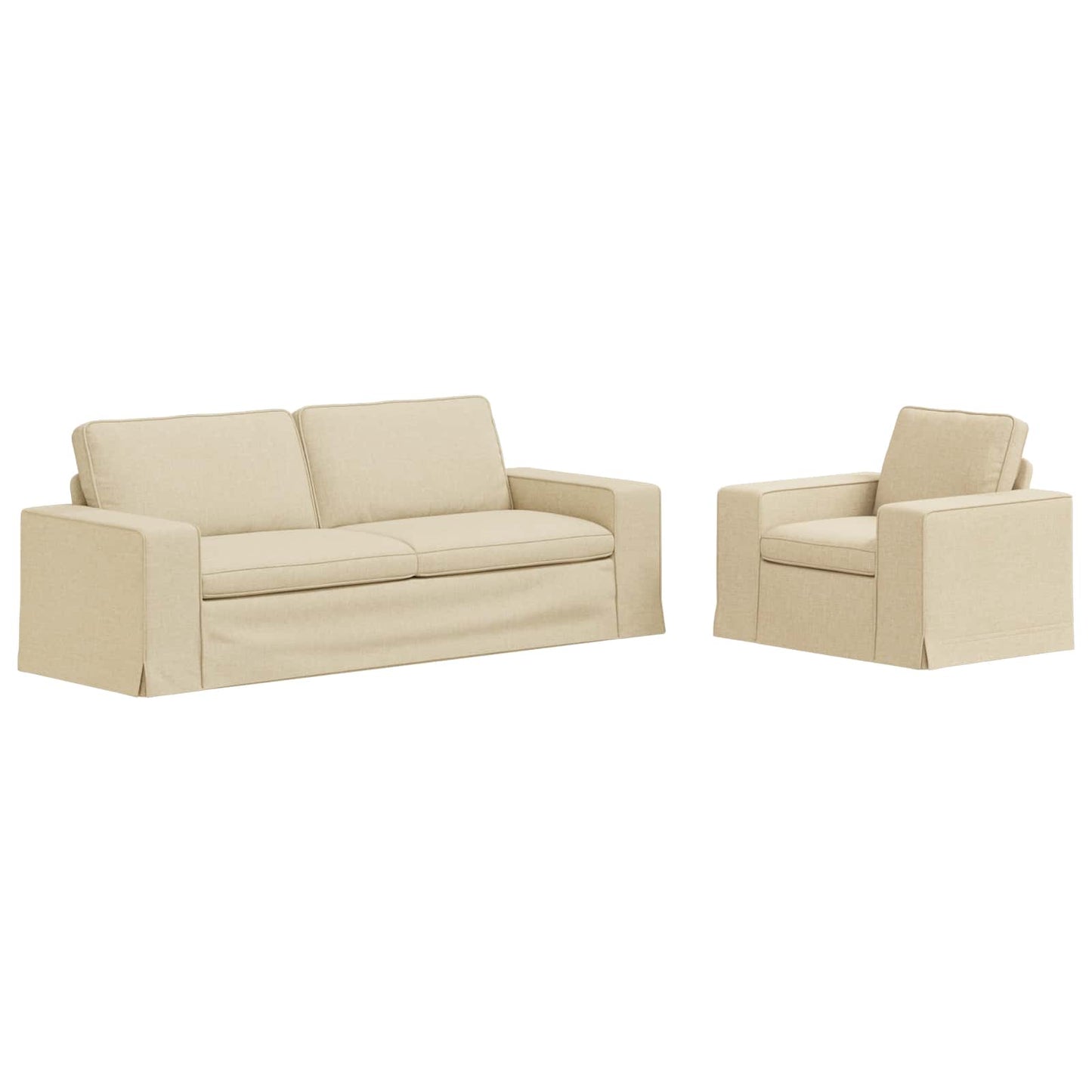 Kanapé Szett 2 pcs Krém 222 x 80 x 82 cm szövet