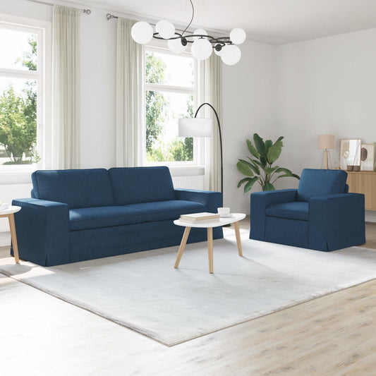 Kanapé Szett 2 pcs Kék 222 x 80 x 82 cm szövet