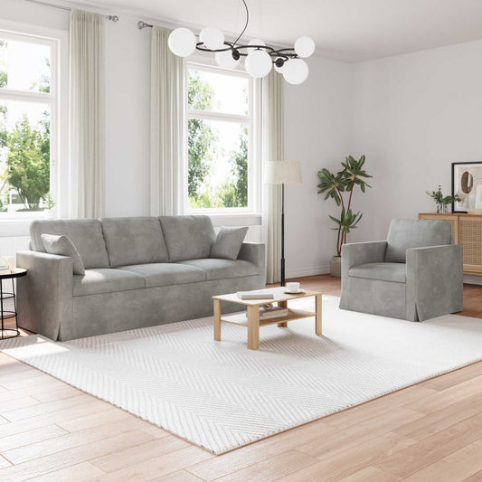 Kanapé Szett 2 pcs Világosszürke 198 x 78 x 80 cm Bársony