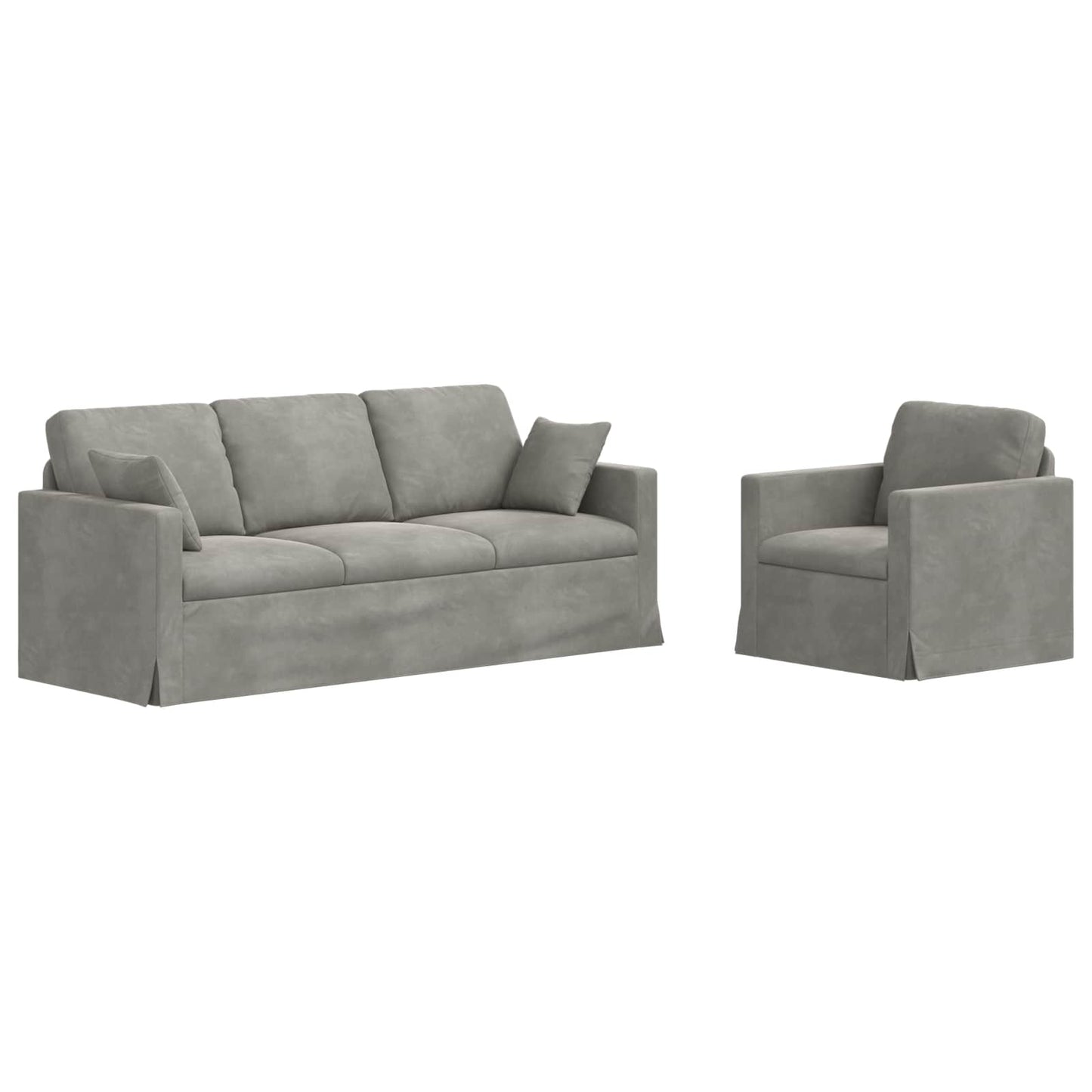 Kanapé Szett 2 pcs Világosszürke 198 x 78 x 80 cm Bársony