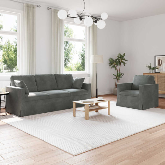 Kanapé Szett 2 pcs Sötétszürke 198 x 78 x 80 cm Bársony