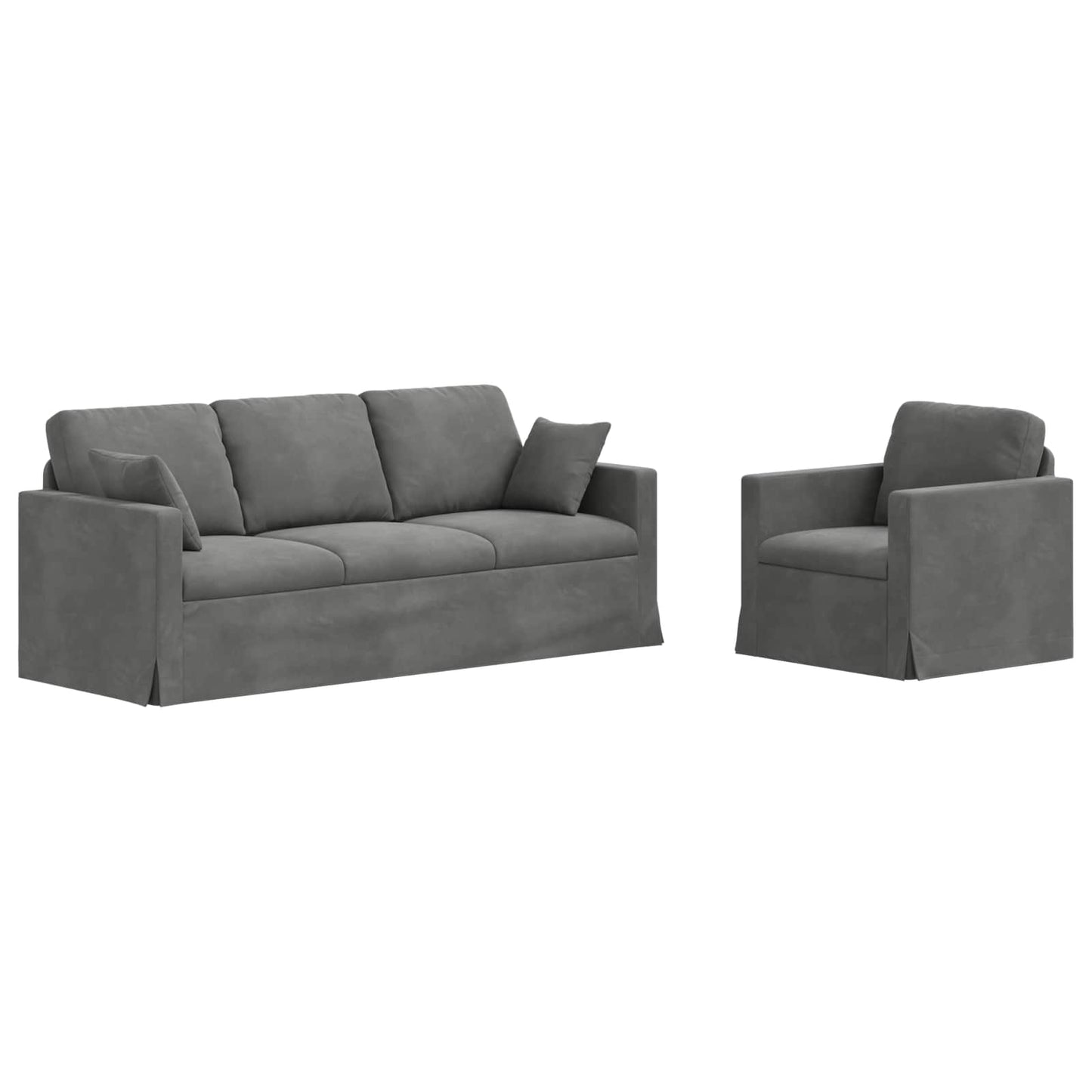 Kanapé Szett 2 pcs Sötétszürke 198 x 78 x 80 cm Bársony