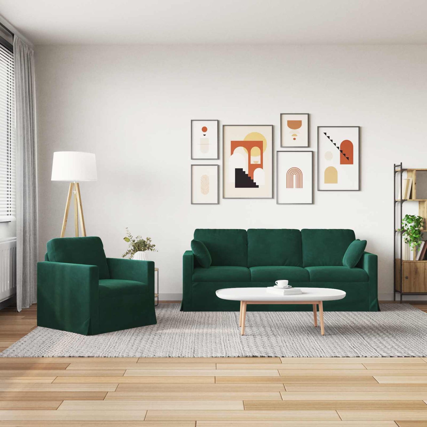 Kanapé Szett 2 pcs Sötétzöld 198 x 78 x 80 cm Bársony