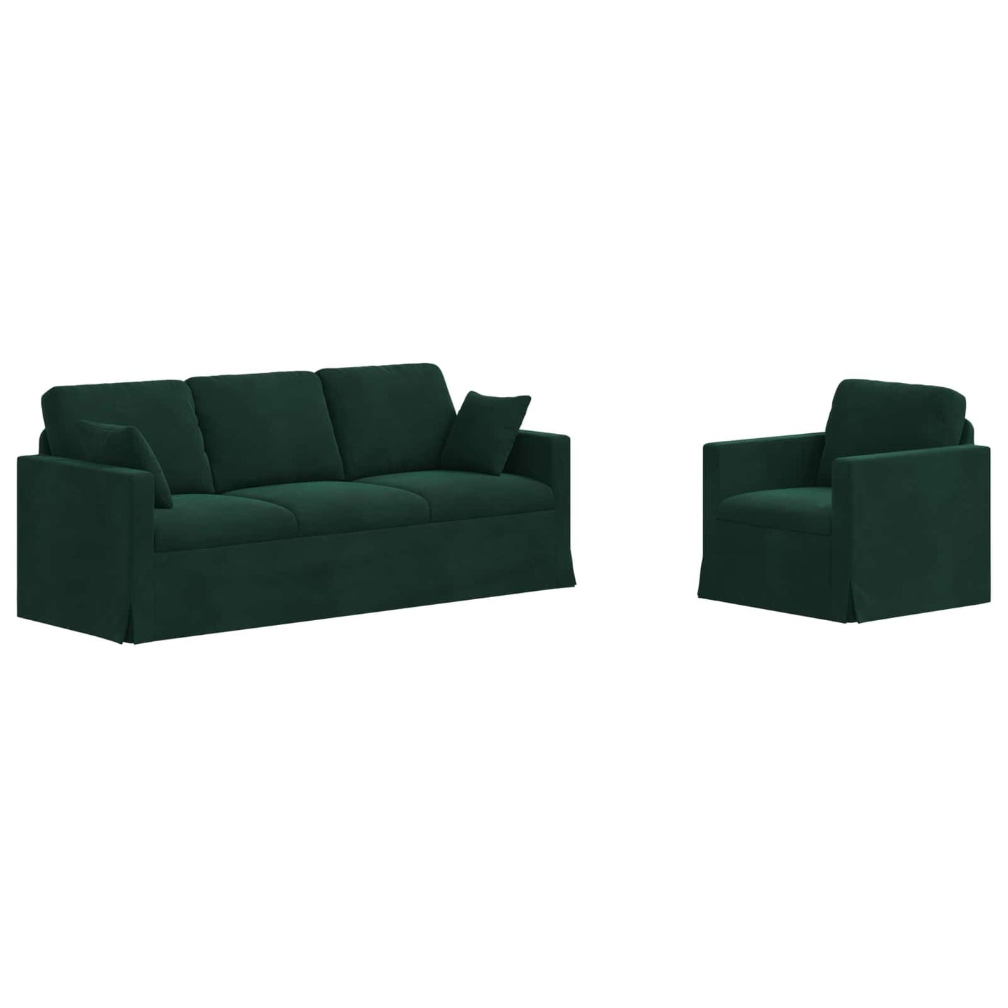 Kanapé Szett 2 pcs Sötétzöld 198 x 78 x 80 cm Bársony