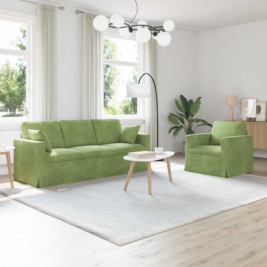 Kanapé Szett 2 pcs Világos zöld 198 x 78 x 80 cm Bársony