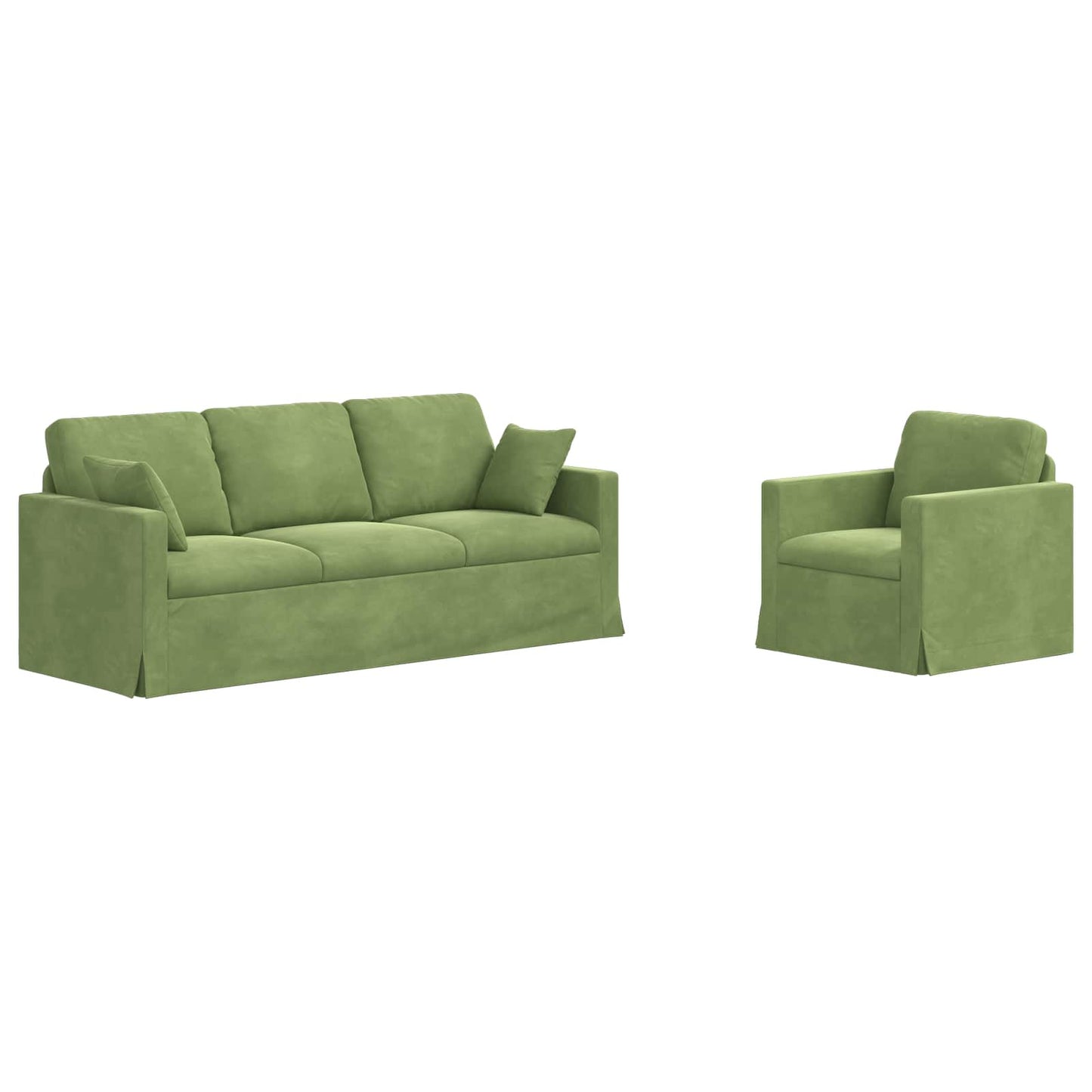 Kanapé Szett 2 pcs Világos zöld 198 x 78 x 80 cm Bársony