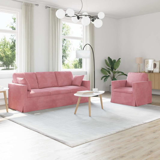 Kanapé Szett 2 pcs Rózsaszín 198 x 78 x 80 cm Bársony