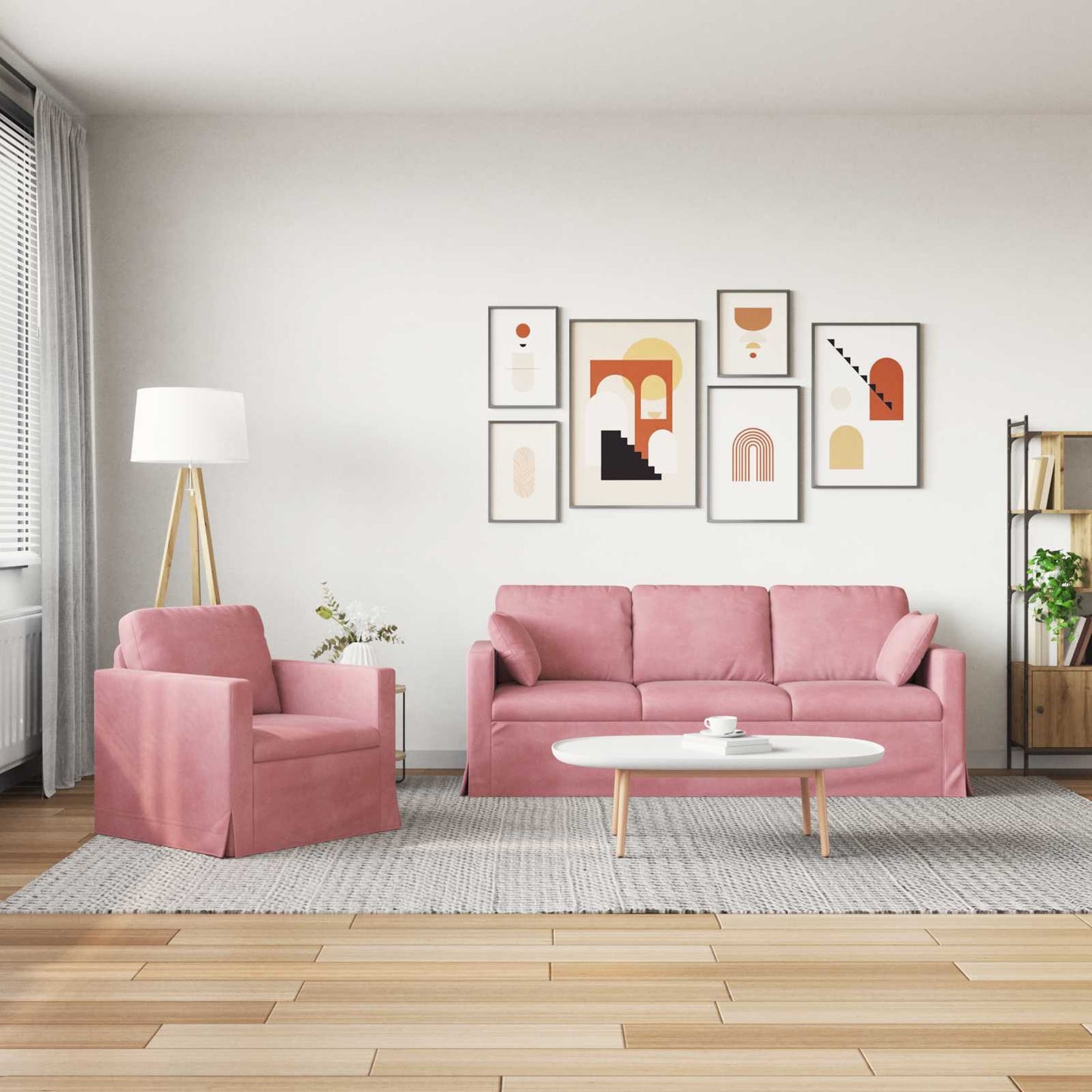 Kanapé Szett 2 pcs Rózsaszín 198 x 78 x 80 cm Bársony