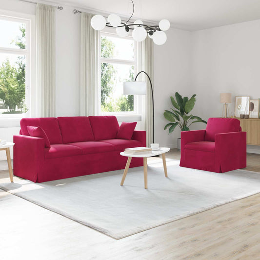 Kanapé Szett 2 pcs Bordó 198 x 78 x 80 cm Bársony