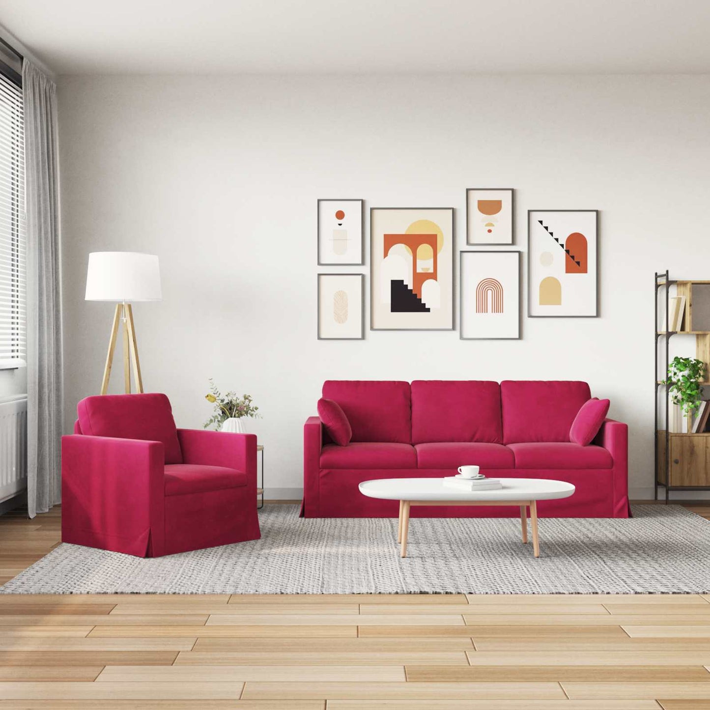 Kanapé Szett 2 pcs Bordó 198 x 78 x 80 cm Bársony