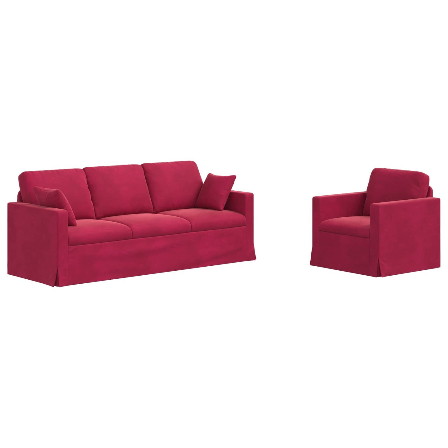 Kanapé Szett 2 pcs Bordó 198 x 78 x 80 cm Bársony