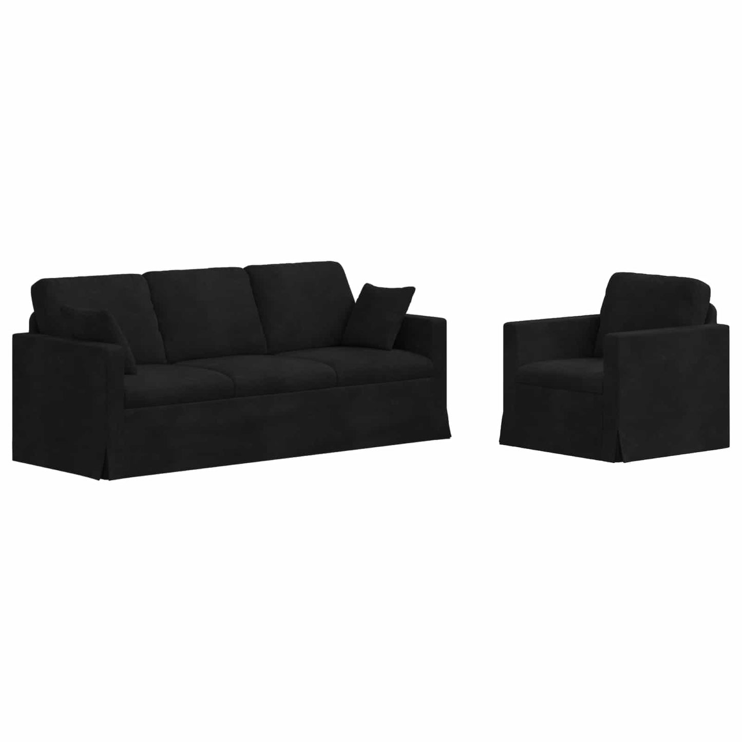 Kanapé Szett 2 pcs Fekete 198 x 78 x 80 cm Bársony