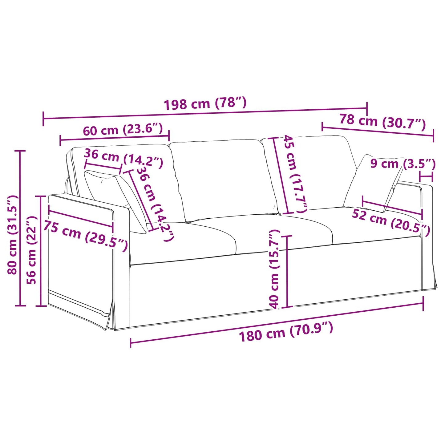 Kanapé Szett 2 pcs Fekete 198 x 78 x 80 cm Bársony