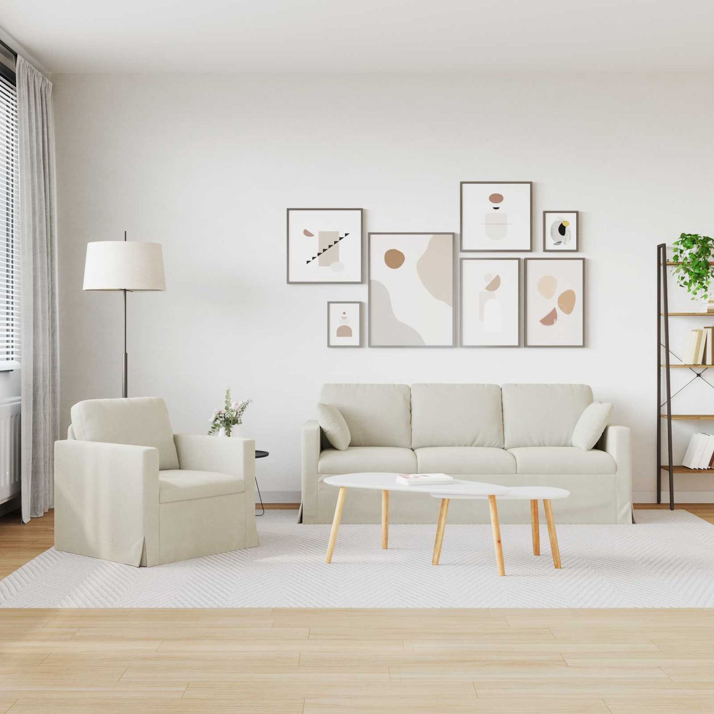 Kanapé Szett 2 pcs Krém 198 x 78 x 80 cm Bársony